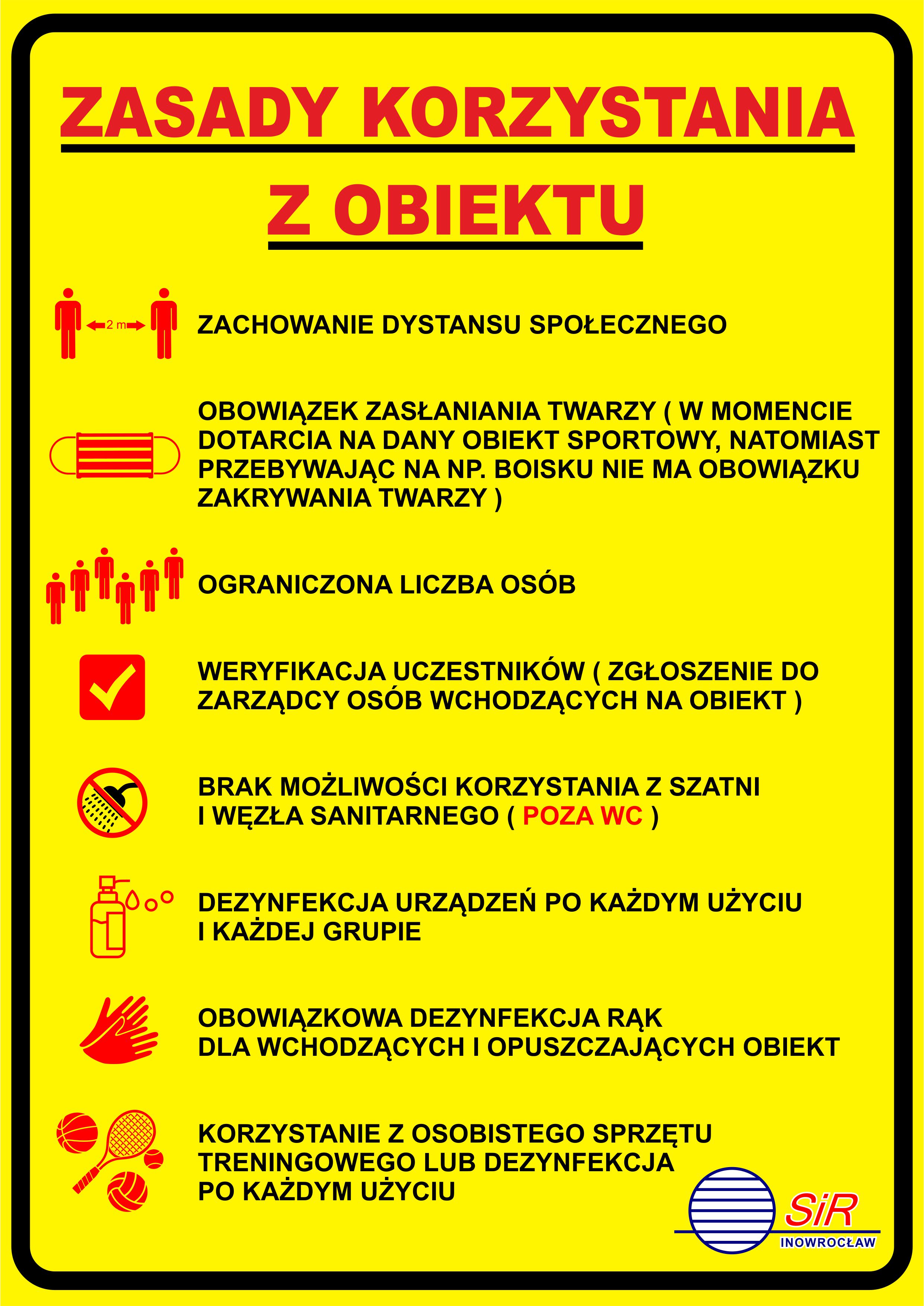 Plakat zasady korzystania z obiektu v2